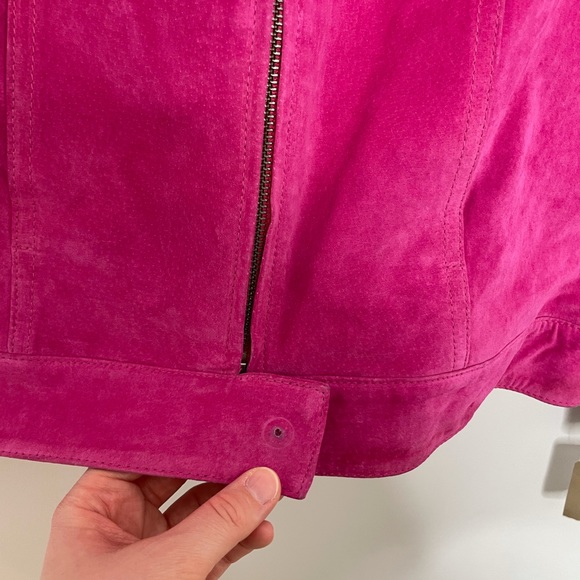 NWT hot pink Moto leather jacket zip up petite small - Picture 7 of 13